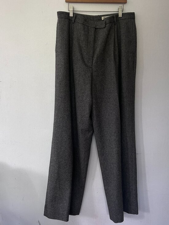 Eddie Bauer Pants - Eddie Bauer Hounds Tooth Wool Blend Trousers Womens‎ 14 Tall Brown Gray VINTAGE